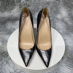 Grey Crocodile Effect Pointy Toe High Heel Party Dress Wedding Shoes for Women