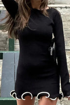 High Waist Slim Long Sleeve Bodycon Mini Dress - Slim Fit