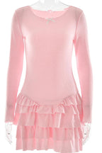 Elegant Long Sleeve Mini Dress with High Waist