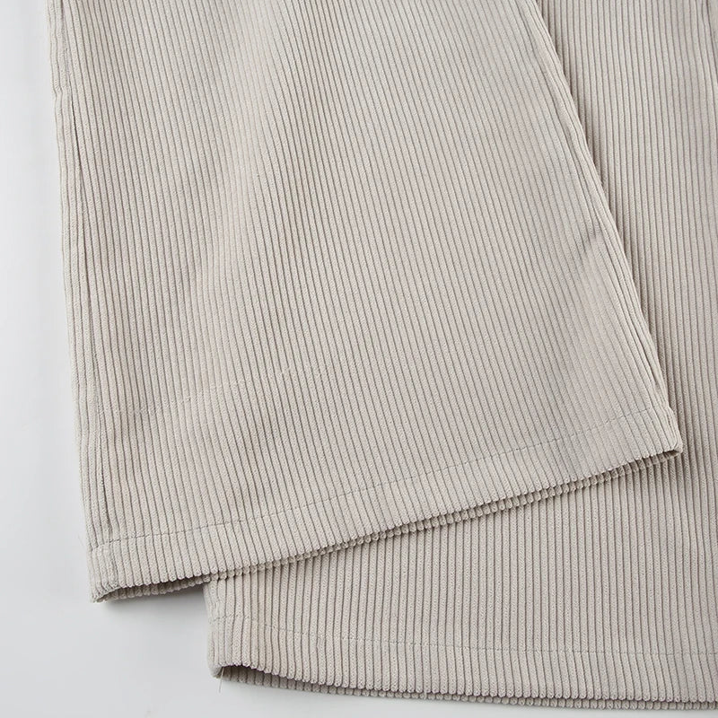 Causal All-Match Basic Corduroy Pants Women Elegant Gentle Loose Wide Leg Pants Simple High Fashion Autumn New