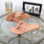 Modern ladies low heeled leather flat sandals for summer outdoor fashion
