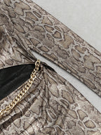 Python Snake Pattern Cut Out Dress with Chain