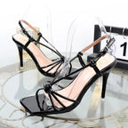 Summer T-buckle sandals with thin 9.5CM heels
