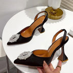 Silk Women Pumps with Crystal Strange Style High Heels for Autumn