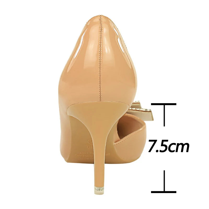 Bowknot Design Kitten Heel Rhinestone Luxury Banquet Pumps for Women