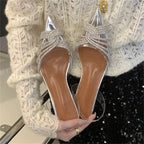 PVC Transparent Crystal Low Heels Pointed Toe Women Pumps
