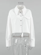 White Shirts For Women Autumn New Single Breasted Long Sleeve Loose Blouse Streetwear Fashion Casual Lapel Collar Blouses