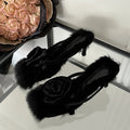 Chic Rose Flowers Narrow Band Slippers Women Slides Shoes