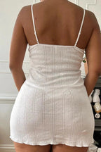 Elegant V Neck Mini Dress with Spaghetti Straps
