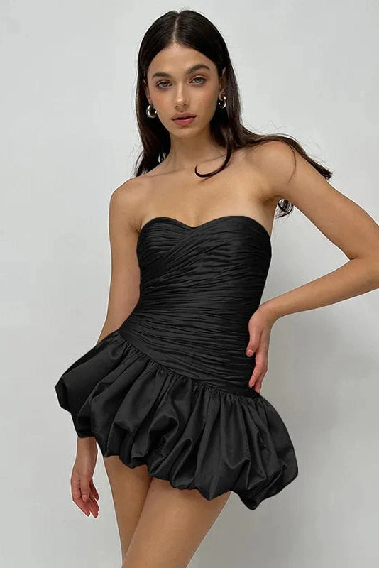 Strapless Backless Patchwork Mini Dress