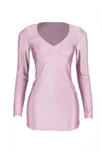Deep V-Neck Long Sleeve Mini Dress