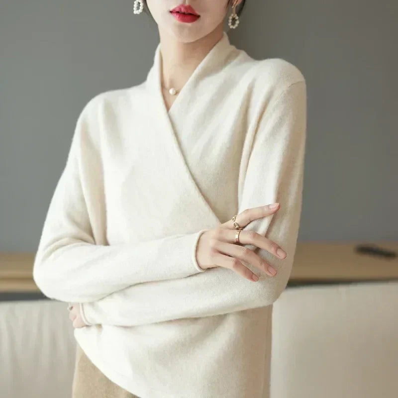| Women's Winter Wrap V Neck Knit Sweater