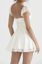 Vintage A-line Mini Dress with Ruched Bust