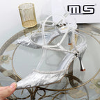Rhinestone drill T-belt high-heeled sandals for women