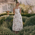 Pleated Print A-line Spaghetti Summer Dress