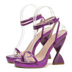 Elegant Purple High Heel Waterproof Platform Sandals for Women