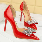 Rhinestone Women's High Heel Pumps in Patent Leather