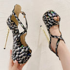 Peep Toe Hollow Out Platform Sandals with Super Stiletto Heels