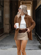 Vintage Suede Women's Jackets Casual Turn-down Collar Female Coat 2024 Autumn Fashion Single Breasted Lady Jacket Outwear