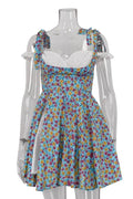 Strappy High Waisted Sleeveless A-Line Mini Dress