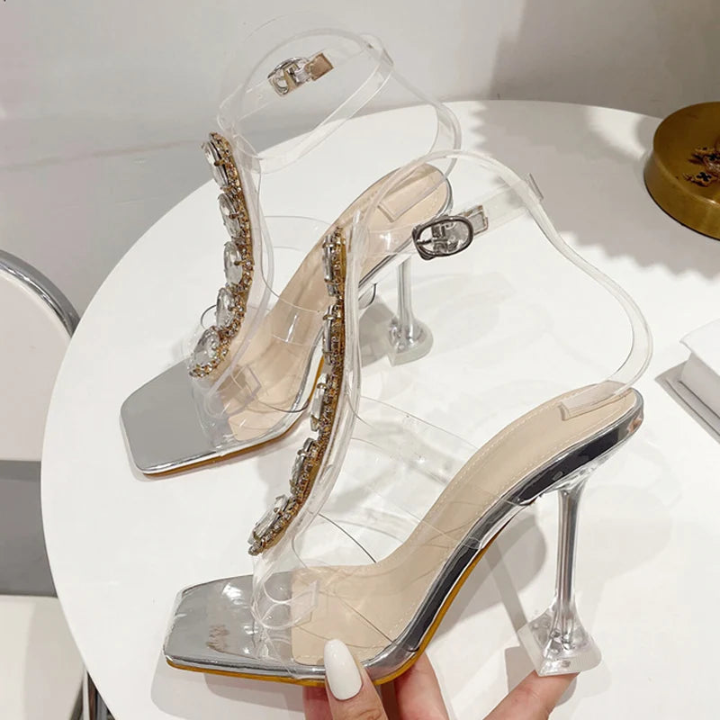 Crystal Rhinestone High Heel Sandals for Summer Party Wedding Fashion