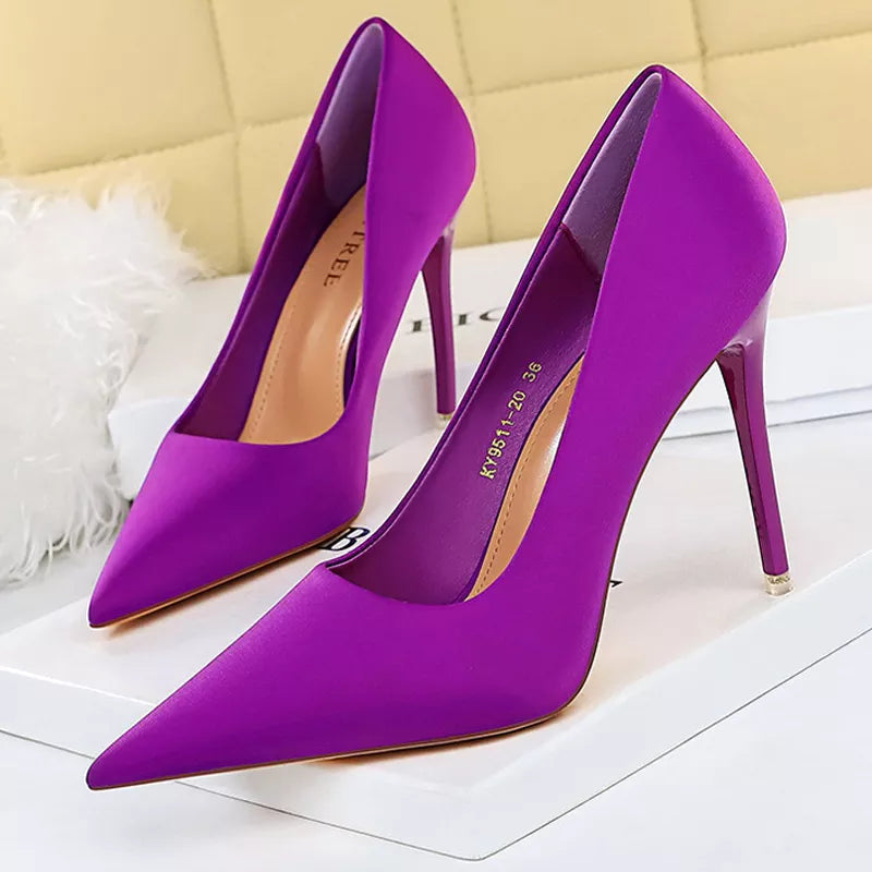 Satin High Heels Stiletto Wedding Shoes Sexy Party Pumps Women Fashion