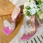 Crystal Bowknot PVC Sandals - Transparent Slippers for Summer Fashion