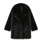Lapels Faux Fur Coat Women Winter Brand Designer Fluffy Fox Fur Jacket Luxury Furry Overcoats Girl Stylish Long Outerwear