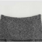 Vintage Off Shoulder Sweater With Belt Women Elegant Knitted Solid Thick Long Sleeve Sweaters Female Winter Chic Street Knitwear