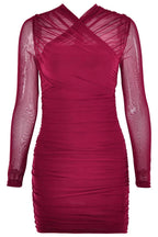 Patchwork Long Sleeve Mini Dress with Zipper