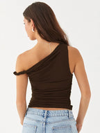 Basic Off-Shoulder Ruched Tank Top