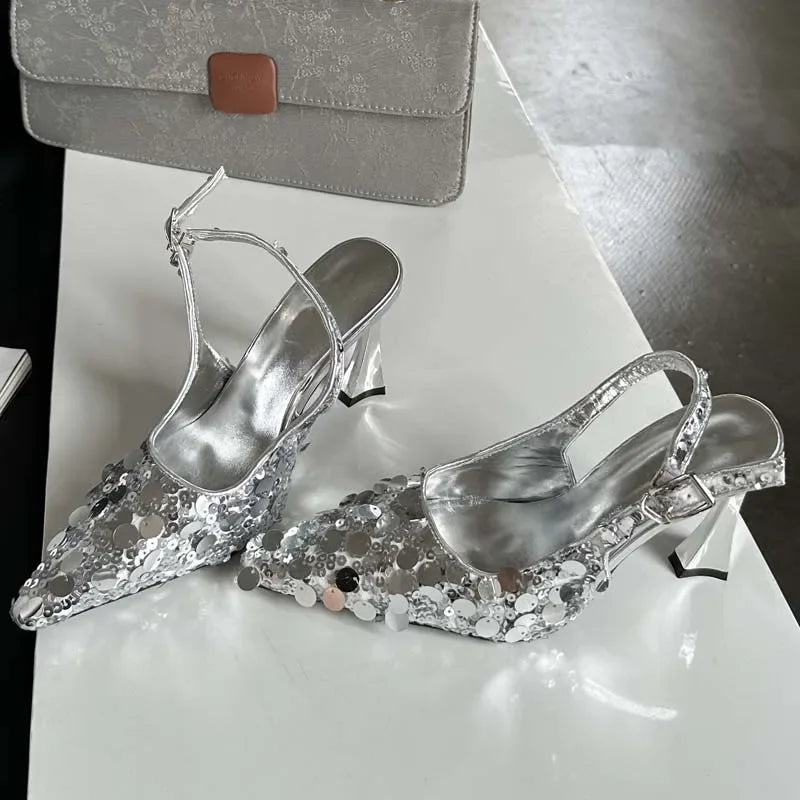Sequin Slingbacks High Heels Women Pumps