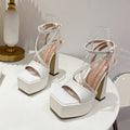 Peep Toe Ankle Buckle Strap High Heels Sandals for Women - Street Style Fashion Platform Shoes