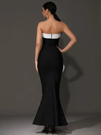 Elvy Strapless Bandage Gown with Flower Detail