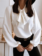 | Women’s Long Sleeve Blouse with Bow Neck