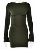 Backless Mini Dress with Full Sleeves