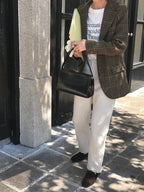 Vintage Wool Blends Coats Women Plaid Woolen Jacket Elegant Commute Blazer Korean Long Sleeve Outerwears Winter Ladies Overcoat