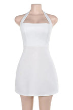 Strappy Backless Sleeveless Mini Dress with High Waist