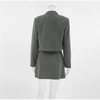 Women Striped Skirt Set Stand Collar Single Breasted Top High Waist Pleated Skirts 2024 Summer Fall New Fashion Lady Office Suit