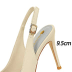 Metal Square Buckle High Heel Stiletto Pumps for Women, Pointed Toe Sexy Party Shoes