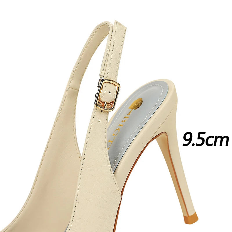 Metal Square Buckle High Heel Stiletto Pumps for Women, Pointed Toe Sexy Party Shoes