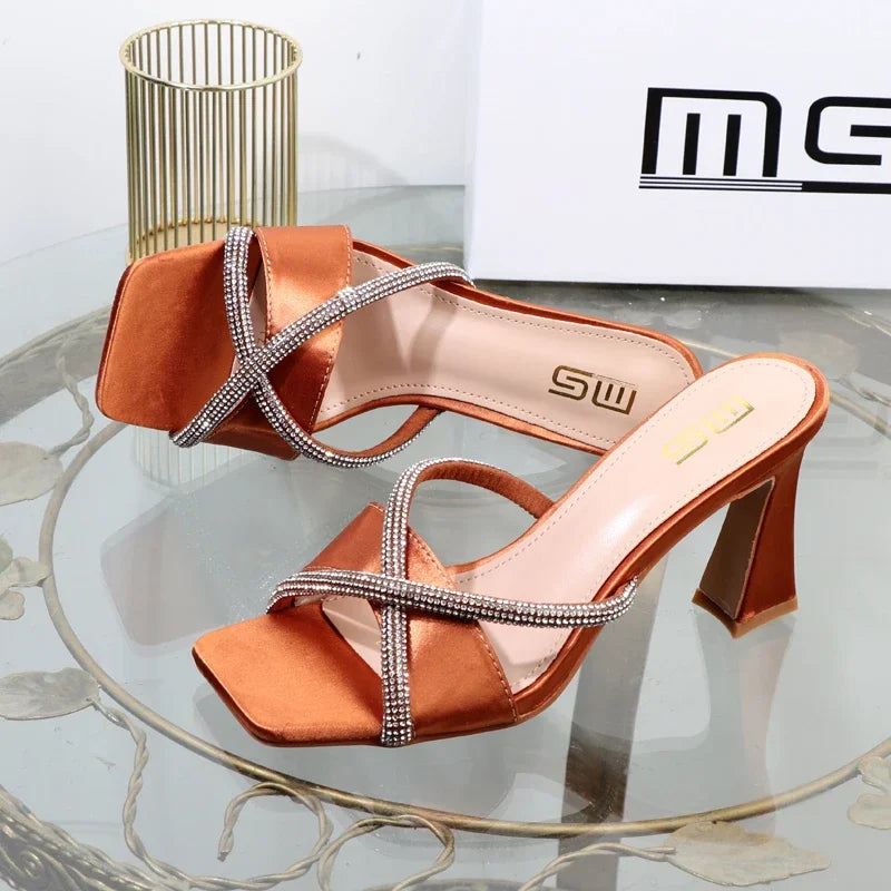Luxury designer stiletto heels with rhinestones for plus size women