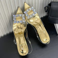 Spring Square CRYSTAL Women Pointed Toe Pumps Sandals High Heels