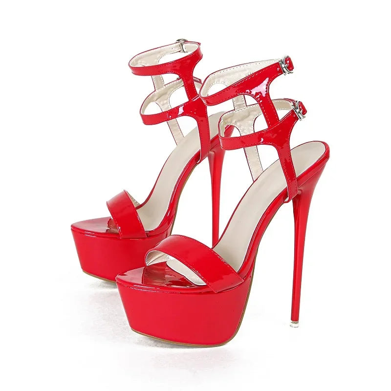 Ankle Buckle Strap Women Sandals Platform Party Wedding Stiletto High Heels