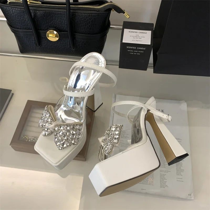 PVC Transparent Butterfly-knot Open Toe Women Sandals for Summer Fashion