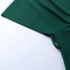 Off Shoulder Draped Cap Sleeve Wrap Belt Grommet Bodycon Midi Dress