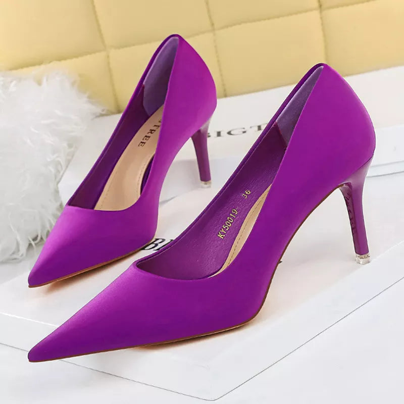 Satin High Heels Stiletto Wedding Shoes Sexy Party Pumps Women Fashion
