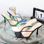 Luxury Transparent Stiletto Flip Flops Clip Toe Sandals 9CM Black Temptation Outdoor Slippers