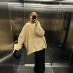 Oversized Knit Twist Pullovers Women Loose Lazy O-Neck Long Sleeve Solid Sweaters Female Autumn New Casual Street Knitwear