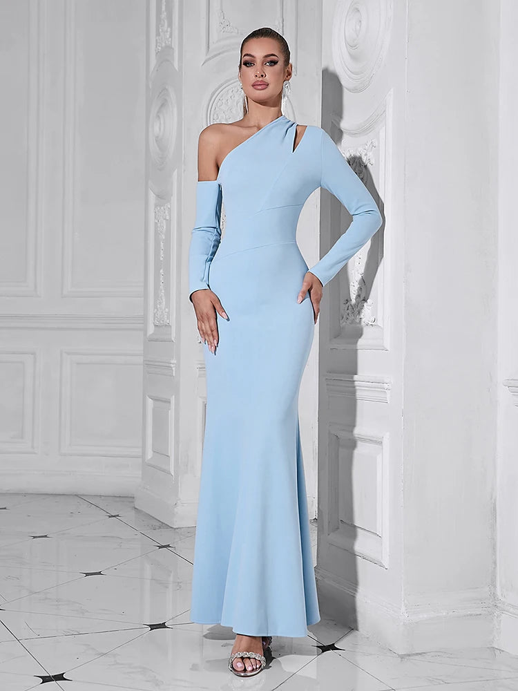 Milia One Shoulder Gown Dress with Cut Out